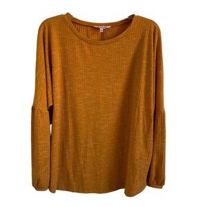 Juicy Couture Shirt Womens XLarge Heathered Rib Round Hem Long Sleeve‎ Top Bell